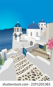 SUMMER VACATION GREEK ISLAND VECTOR EPS IMAGE