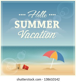 Summer vacation greeting card design. Vector illustration