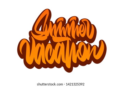 Summer vacation handwritten vector lettering design. Vector calligraphy illustration isolated. Typography for banners, badges, postcard, t-shirt, prints, posters.
