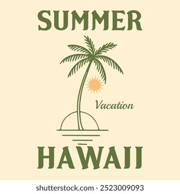 vacaciones de verano camiseta hawaii, diseño gráfico de la camiseta del verano de Hawai, impresión tropical, Ilustración vectorial. Gráficos tropicales del Vector de playa del verano, naturaleza del diseño de la camiseta del complejo de playa de los hombres