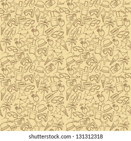 Summer vacation holiday icons seamless background