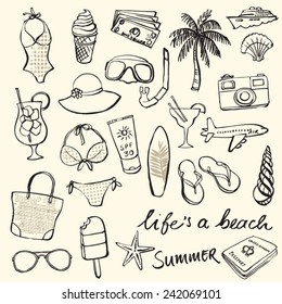 Summer vacation holiday icons vector set