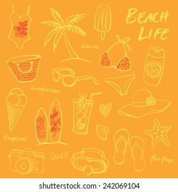 Summer vacation holiday icons vector set