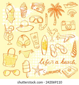 Summer vacation holiday icons vector set