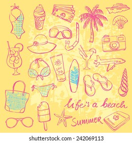 Summer vacation holiday icons vector set