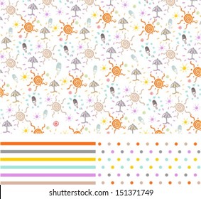 Summer vacation holiday pattern seamless background.  Use to make quilts, fabric projects or paper crafts