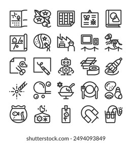 Summer vacation homework free study icon set