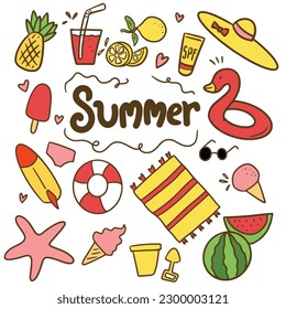 icono de vacaciones de verano en segundo plano
