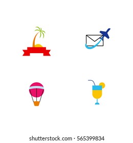 Summer Vacation Icon Logo Vector Set Element