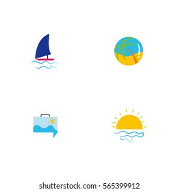 Summer Vacation Icon Logo Vector Set Element