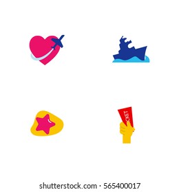 Summer Vacation Icon Logo Vector Set Element