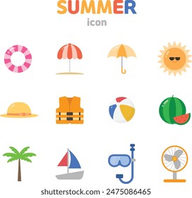 Summer, vacation, icon, sea, decorating, whiteter, tube, parasol, yacht, fan