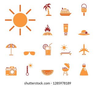 summer vacation icon set