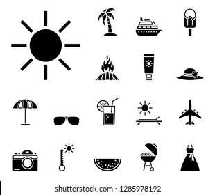 summer vacation icon set