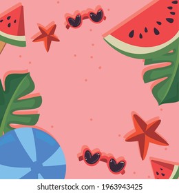 Conjunto de iconos de verano y vacaciones