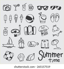 summer and vacation icon set 