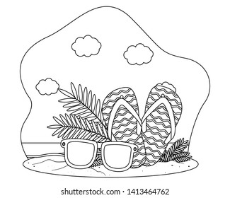 Summer and vacation icon set design vector illustration