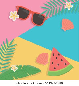 Summer and vacation icon set design