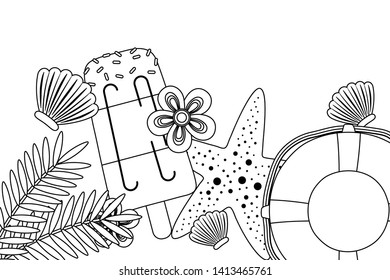 Summer and vacation icon set design vector illustration