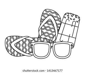 Summer and vacation icon set design vector illustration