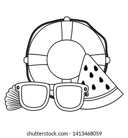 Summer and vacation icon set design vector illustration