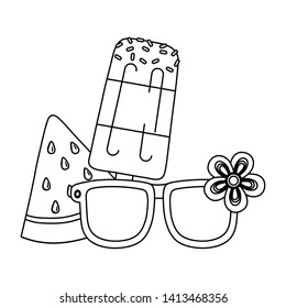 Summer and vacation icon set design vector illustration