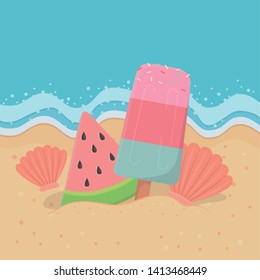 Summer and vacation icon set design