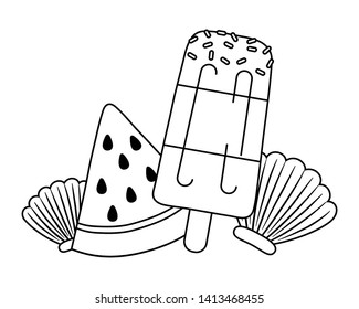 Summer and vacation icon set design vector illustration
