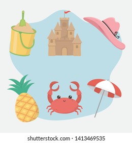 Summer and vacation icon set design