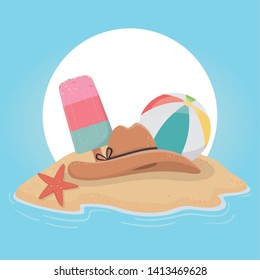 Summer and vacation icon set design