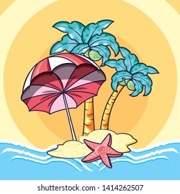 Summer and vacation icon set design
