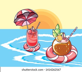 Summer and vacation icon set design