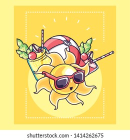 Summer and vacation icon set design