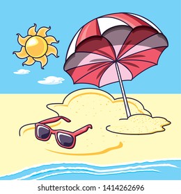 Summer Sun Cartoon Sticker Icon Stock Vector (Royalty Free) 324653231 ...