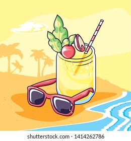 Summer and vacation icon set design