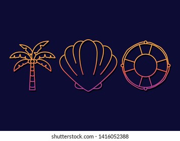 Summer and vacation icon set design vector illustration