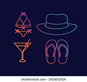 Summer and vacation icon set design vector illustration