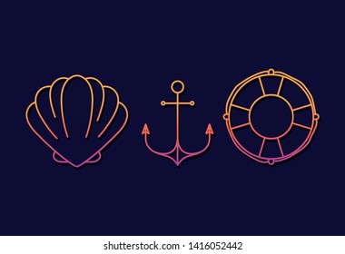 Summer and vacation icon set design vector illustration