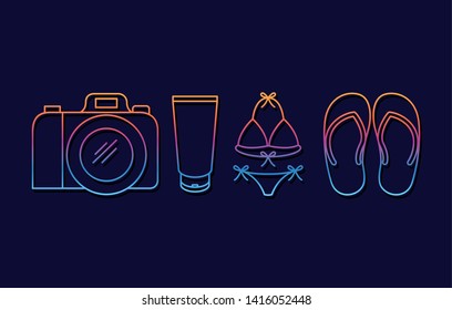 Summer and vacation icon set design vector illustration