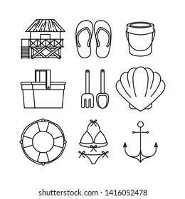 Summer and vacation icon set design vector illustration