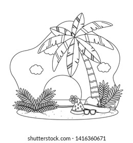 Summer and vacation icon set design