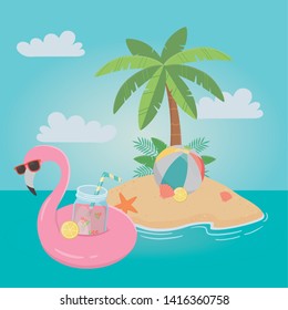Summer and vacation icon set design