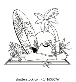 Summer and vacation icon set design