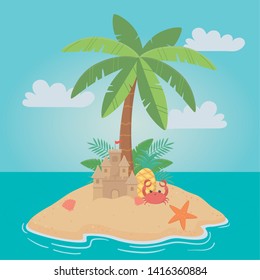 Summer and vacation icon set design