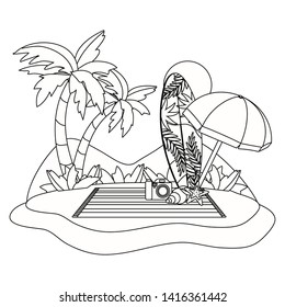 Summer and vacation icon set design