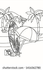 Summer and vacation icon set design