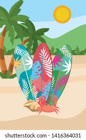 Summer and vacation icon set design