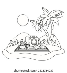 Summer and vacation icon set design