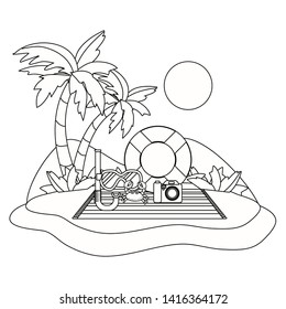 Summer and vacation icon set design