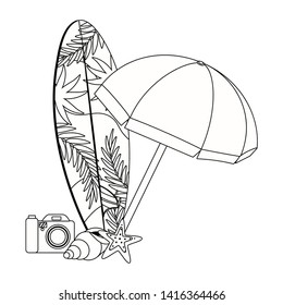 Summer and vacation icon set design